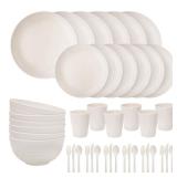 EI 42pcs Wheat Straw Dinnerware Set,Plates and Bowls Sets,Reuasble Plate,Unbreakable Dinner Plate for 6,Microwave Dishwasher Safe,College Dorm Room Essentials Dishes Sets-Bowls,Plates,Cups,Cutlery
