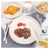 EI 42pcs Wheat Straw Dinnerware Set,Plates and Bowls Sets,Reuasble Plate,Unbreakable Dinner Plate for 6,Microwave Dishwasher Safe,College Dorm Room Essentials Dishes Sets-Bowls,Plates,Cups,Cutlery
