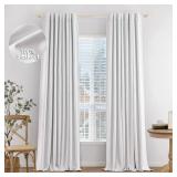 MIULEE 100% Blackout Curtains 90 inches Long Linen Curtains & Drapes for Bedroom Back Tab Living Room Darkening Full Black Out Window Curtain Panels Rod Pocket, White, 2 Panels Set