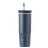 Owala Stainless Steel Triple Layer Insulated Travel Tumbler with Spill Resistant Lid and Straw, BPA Free, 24 oz, Black/Grey (Foggy Tide)