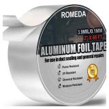 Aluminum Foil Tape, 2 inch x 65 Feet (3.9 mil), Insulation Adhesive Metal High Temperature Heavy Duty HVAC Tape, Silver for Ductwork, Dryer Vent, HVAC