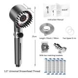 Filtered Shower Head with Handheld & High Pressure - Ion Drops Shower Head with 75\" Stainless Hose for Hard Water | 3 Spray Modes Shower with 10 Replaceable Filters