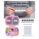 Holii Travel Pill Organizer, 8 Compartments Portable Pill Case, Daily Pill Box to Hold Vitamins, Small Pill Container for Pocket Purse Medicine Organizerï¼Pinkï¼