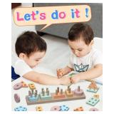 kecristv Montessori Toys for 1 2 Year Old Girl and Boy Birthday Gifts, Shape Sorter Wooden Toys for Toddlers Age 1-3 2-4, Learning Educational Sensory Stacking Toddler Puzzles