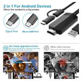 Weton 2-in-1 USB Type C Micro USB Android Phone to TV HDMI Cable, MHL to TV HDMI Adapter 1080P HDTV Mirroring & Charging Cable for Android Smartphone Tablets to Projector Monitor, 6.6ft