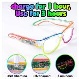 XGOOD LED Glasses Multi-Color (8 Colors) Light Up Glasses w/o Cable Neon Glow Glasses for KTV, EDM, Rave Parties and Cosplay (Clear Frame w/o Lens)