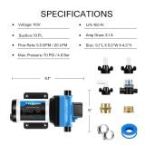 VIVOSUN Water Pressure Pump, 110V 5.5GPM 70 PSI Diaphragm Water Pump Include 1/2\" and 3/4\" Garden Hose Adapters, Power Plug for Bathrooms, Kitchens, RVs, and Yachts