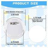 MK.Bear 100 Pack Acrylic Button Pins Badge, 45mm/1.77 Inch Clear Acrylic Pins Buttons Badges Kit with Blank Round Paper, DIY Acrylic Pin Buttons