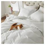 Bedsure Cotton Duvet Cover Queen Size - Boho Textured Rhombus Geometric Duvet Cover Set, Soft and Breathable Jacquard Bedding Set for All Seasons (White, Queen, 90\"x90\")