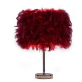 Table Lamp, Modern Elegant Bedside Table Light Bedroom Desk Night Light Lampshade for Living Room Wedding Room Reading Sitting Room Decorations (Wine Red)