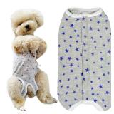Dogâs Recovery Suit Post Surgery Shirt for Puppy, Wound Protective Clothes for Little Animals(Grey Stars-s)