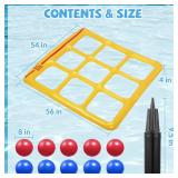 TicTac Shot Pool Toys Games Set- Tic-Tac-Toe Inflatable Pool Toy with 10 Balls - for Adults Teens Kids 2-10 Players