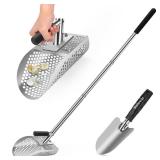 Yaheeda Long Handle Sand Scoop with Shovel for Metal Detecting, Metal Detector at Beach,Heavy Duty Stainless Steel Metal Detecting Tool,Treasure Finds Scoop, Digging Shovel Fast Sifting