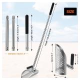 Yaheeda Long Handle Sand Scoop with Shovel for Metal Detecting, Metal Detector at Beach,Heavy Duty Stainless Steel Metal Detecting Tool,Treasure Finds Scoop, Digging Shovel Fast Sifting