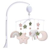 COTTONBEBE Crib Mobile 35 Lullaby Muisc, Organic Cotton Baby Mobiles for Cribs & Pack N Play, Easy to Install, Stuffed Animals Hanging Toys Newborn Boys & Girls, Star Nursery Decor