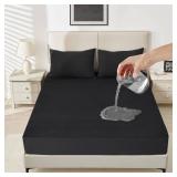 Sufdari Waterproof Mattress Protector Queen Size, Noiseless Mattress Cover with 18\" Deep Pocket, Bed Bug Proof and Waterproof Fitted Sheets, Machine Washable Mattress Protectors Black