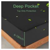 Sufdari Waterproof Mattress Protector Queen Size, Noiseless Mattress Cover with 18\" Deep Pocket, Bed Bug Proof and Waterproof Fitted Sheets, Machine Washable Mattress Protectors Black