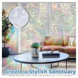 DOWELL Window Privacy Film Rainbow Film, Stained Glass Decorative Sticker, Static Cling Non-Adhesive Glass Clings, Sun Blocking Heat Control Window Coverings for Home Door, 17.5\" x 78.7\"