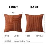 MIULEE Dark Rust Boho Pillow Covers Pack of 2 Decorative Throw Pillows Soft Solid Fall Couch Pillowcases Cross Patchwork Textured Cushion Covers Home Decor for Living Room Bed Sofa 18x18 inch