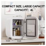 LIGIANT DF01A Skincare Fridge, With 3-Level Dimmable LED Light Mirror, Low Noise 4L Makeup Fridge for Skincare, Cooler & Warmer, Portable Design for Multiple Uses - Bedroom, Office, and Car