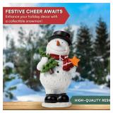 VP Home Christmas Snowman Decor, Snowman Figurines Resin for Christmas Table top Decorations Snowman LED for Indoor Decor Light Up Snowman Festive Fiber Optic for Decoration