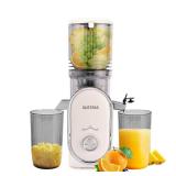 SUSTEAS Cold Press Juicer, 5.3\" Feed Chute Slow Masticating Machines with 300W, Fit Whole Fruits & Vegetables, High Juice Yield, Easy to Clean, White