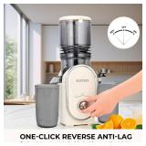 SUSTEAS Cold Press Juicer, 5.3\" Feed Chute Slow Masticating Machines with 300W, Fit Whole Fruits & Vegetables, High Juice Yield, Easy to Clean, White