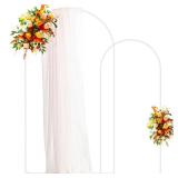 Putros Metal Arch Backdrop Stand White Wedding Backdrop Stand Set of 2 (7.2FT,6FT) Square Arch Frame for Birthday Party Graduation Ceremony Decoration