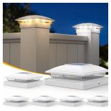 APONUO 6 Pack Solar Post Cap Lights, 2 Modes(Warm/Cool Light) Outdoor Waterproof Fence Post Solar Lights, Solar Powered Garden, Patio, Deck Decor for 4x4, 5x5, 5.5x5.5 Wood & Vinyl Posts, White