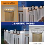 APONUO 6 Pack Solar Post Cap Lights, 2 Modes(Warm/Cool Light) Outdoor Waterproof Fence Post Solar Lights, Solar Powered Garden, Patio, Deck Decor for 4x4, 5x5, 5.5x5.5 Wood & Vinyl Posts, White