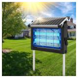 Pre Owned OnBeam Solar Bug Zapper Outdoor, Mosquito Zapper Waterproof Electric Fly Zapper Rechargeable Mosquito Killer Lamp with 10W Solar Panel, 4500V Cordless Fly Trap for Backyard, Patio, Garden, R