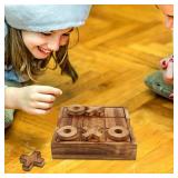 Glintoper Tic Tac Toe & 4 in a Row Tables Game Set, Classic Board Line Up 4 for Living Room Rustic Table Decor and Use as Game Top Wood Guest Room Decor Strategy Board Games for Families