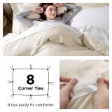 Bedsure Oat Milk Oversized King Duvet Cover - 3 Pieces Prewashed Cotton-Like Extra Soft Bedding Set, Includes 1 Duvet Cover 120x98 Inches with Zipper Closure & 2 Pillow Shams, Comforter Not Included