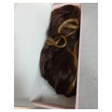 REECHO Ponytail Extension, 24\" Claw Clip Ponytail Extension Wavy Ponytails Hair Extensions Jaw Clip on Pony Tails Natural Synthetic Hairpiece for Women Daily, Dark Brown with Highlights