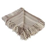 DII Braided Striped Decorative Throw Blanket, 50x60, Stone