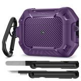 MOBOSI for Airpods Pro 2 Case, Compatible with AirPods Pro Case Cover 2nd/1st Generation with Lock&Keychain&Cleaner Kit, Full Body Shockproof Protective Hard Shell (2023/2022/2019), Purple