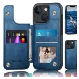 DJDUCK Designed for iPhone 13 Case Wallet with Card Holder, [Magnetic Clasp Cover] [RFID Blocking Leather Protection] Shockproof Women Men Cases 6.1 Inch for Apple 13 Bright Blue