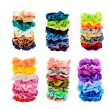 Simnice 60 Colors Silk Large Satin Hair Scrunchies Elastic Hair Bobbles Ponytail Holder Hair Scrunchy Vintage Hair Ties Accessories for Women Girls