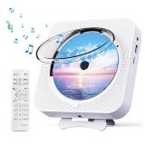 MICOCIOUS Bluetooth Portable Home CD Music Player with Remote Control, Timer, Built-in Speakers and LED Display - FM Radio Boombox (White)
