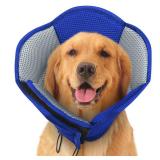 SUNFURA Dog Cone - Soft Cone for Dogs to Stop Licking, Pet E-Collar Alternative After Surgery, Adjustable Pet Recovery Collar for Wound Healing, Blue Large