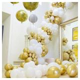 PartyWoo Metallic Gold Balloons, 140 pcs Gold Metallic Balloons Different Sizes Pack of 18 Inch 12 Inch 10 Inch 5 Inch Gold Balloons for Balloon Garland or Balloon Arch as Party Decorations, Gold-G101