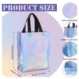Sadnyy 48 Pcs Iridescent Gift Bags with Handles, Medium Size 8x4x10 Inches, Reusable Non-woven Goodie Bags Bulk for Christmas, Birthday, Wedding, Party Favors