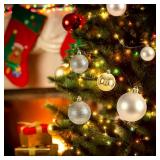 24pcs Mini Christmas Balls Ornaments, Shatterproof Christmas Hanging Balls for Xmas Tree, Holiday, Wedding, Mardi Gras Party (Gold)