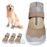 Pre Owned DcOaGt Dog Shoes Large Size Dogs,Mesh Breathable Dog Boots & Paw Protectors for Hot Pavement Summer Winter Snow, 360Â°Anti-Slip Dog Booties with Reflective Strips for Hiking/Walking,Khaki 