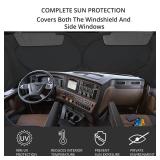 Semi-Truck Sun Shade for Windshield and Side Windows | 300T Sunshade Maximum Coverage | Block Sun Heat Rays |Fits for Semi, Commercial & Big Rig Truck, RV (Side Velcro)â¦