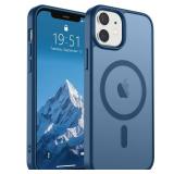 SUPFINE Magnetic for iPhone 12 Case/iPhone 12 Pro Case (Compatible with MagSafe)(Military Grade Drop Protection) Slim Translucent Matte Shockproof with Anti-Fingerprint Phone Case,Deep Blue
