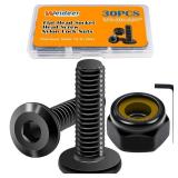 Nuts and Bolts Only weideer 30pcs 1/4-20 x 3/4\" Nuts and Bolts Kit, Stainless Steel 18-8 (304) Flat Head Hex Socket Cap Furniture Bolts,Nylon Insert Hex Lock Nuts with Hex Spanner
