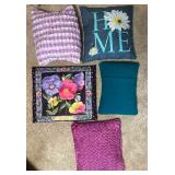 Decorative Pillow Lot – Floral, Purple, Teal & Home Theme