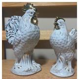 Vintage Porcelain Rooster & Hen Figurine Set – Japan
