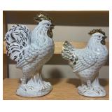 Vintage Porcelain Rooster & Hen Figurine Set – Japan